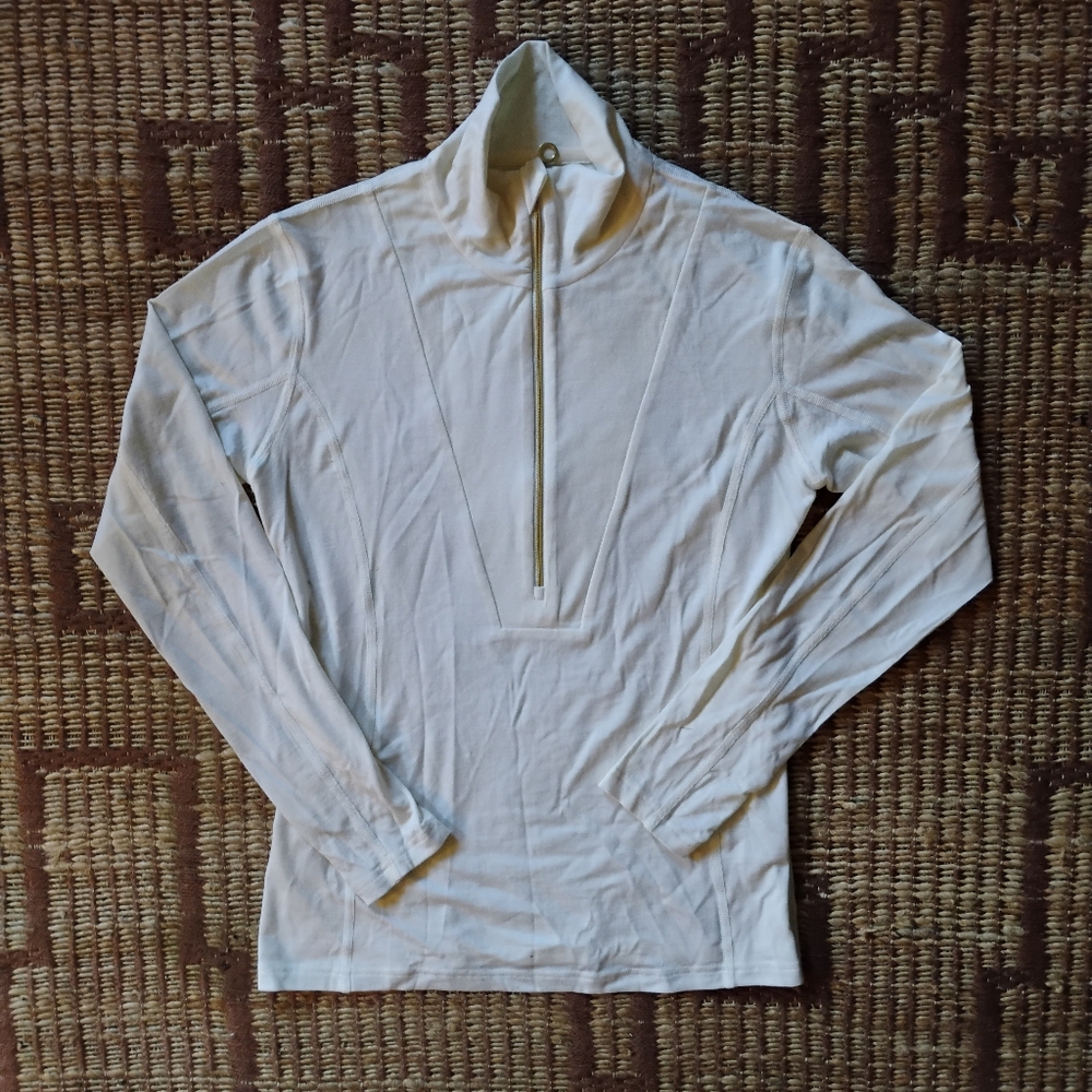 We Norwegians Off-White Long Sleeve Quarter-Zip Merino Base Layer, Womens M